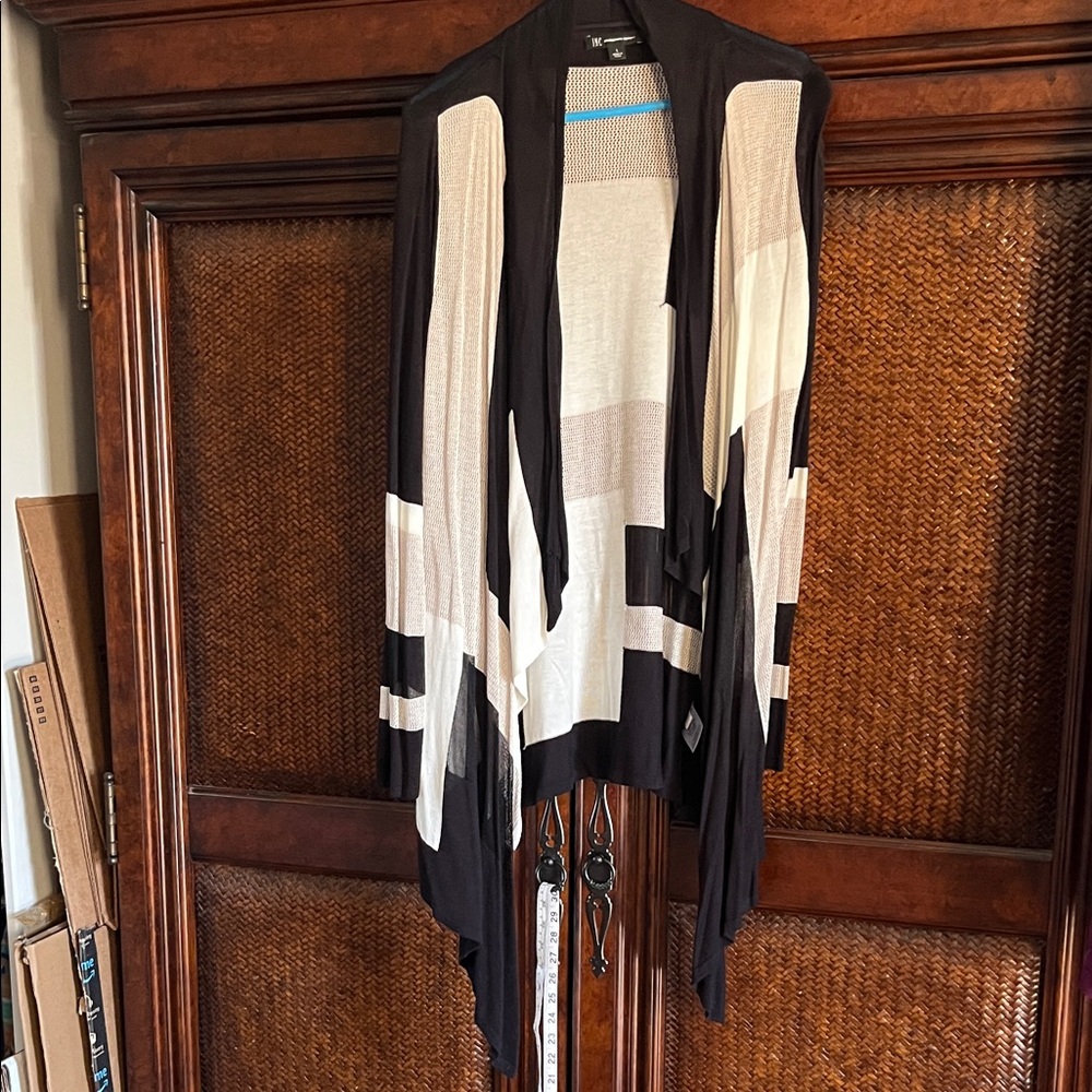 INC International Concepts Black and White Draped Sweater